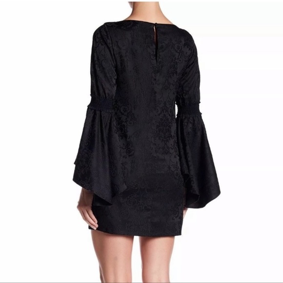 Laundry by Shelli Segal Los Angeles 🖤 Black Bell Sleeve Floral Jacquard Dress - Picture 2 of 9